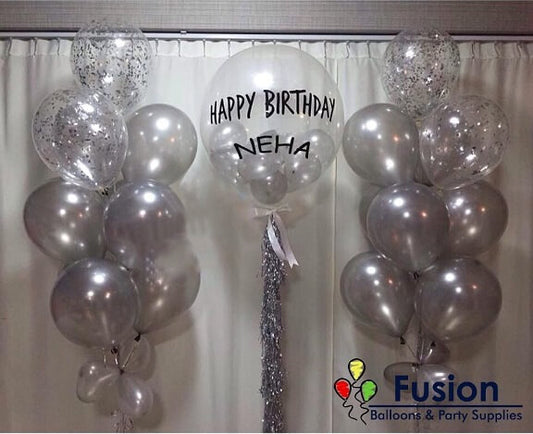 Party Balloons Birthday Bubble Balloon With Silver Balloons Bouquet
