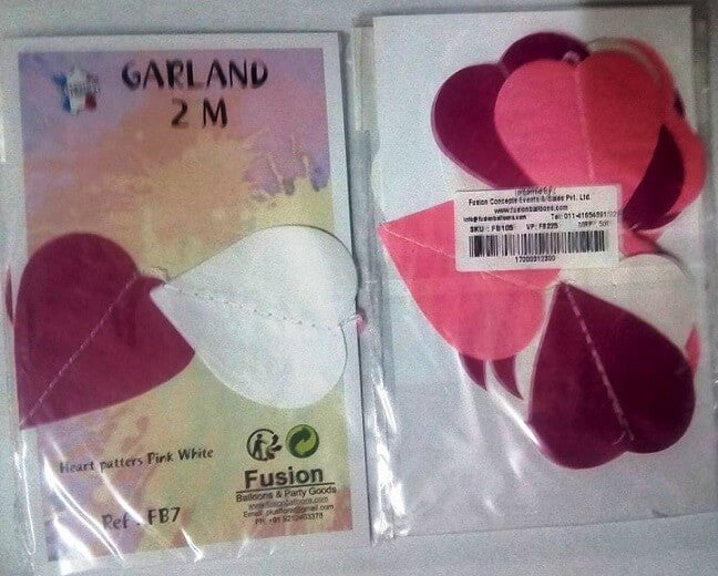 Party Balloons Pink, white &amp; Baby Pink Heart Garland