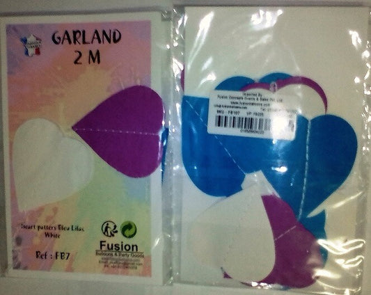 Party Balloons Blue, Lilac &amp; White Heart Garland 2M