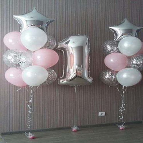 Party Balloon 1st Birthday Silver Star