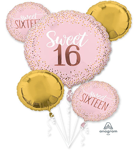 Party Balloon Blush 16th Birthday Balloon Bouquet