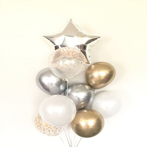 Party Balloons Silver &amp; gold Chrome bunch