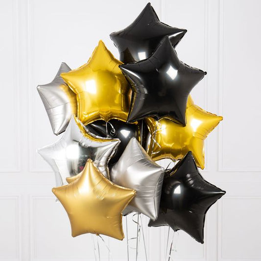 Party Balloons Gold &amp; Black Helium Balloons