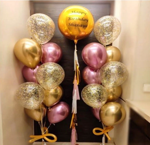 Personalized Orbz With Glitter Birthday Balloon Bouquet