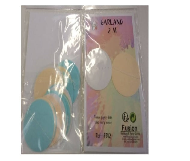 Party Balloon Lite Blue, White &amp; Evory Tissue Paper Dots 2M