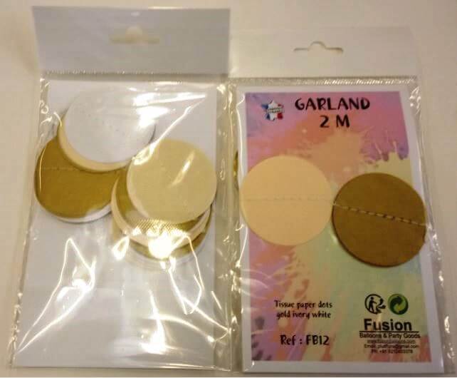 Party Balloon Gold, Ivory, White Tissue Paper Dots 