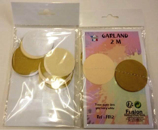 Party Balloon Gold, Ivory, White Tissue Paper Dots 