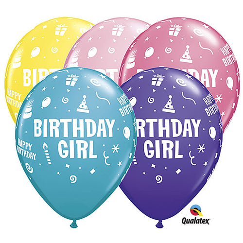 Party Balloon Birthday Girl Multicolor Helium Balloons Bunch