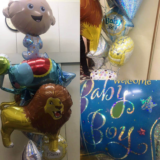 Party Balloon Black, Pale Blue, Lite Yellow Tissue Paper Stars