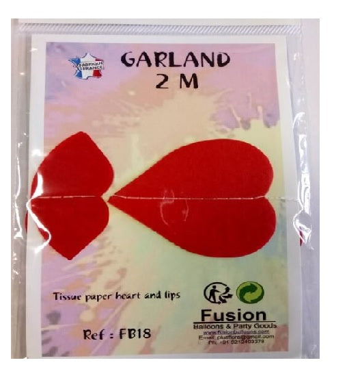 Party Balloons Red Smoocy Lips And Red Heart Garland 2M