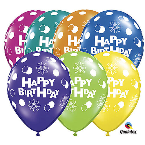 Party Balloon Polka Dots &amp; Circles Helium Balloons Bunch