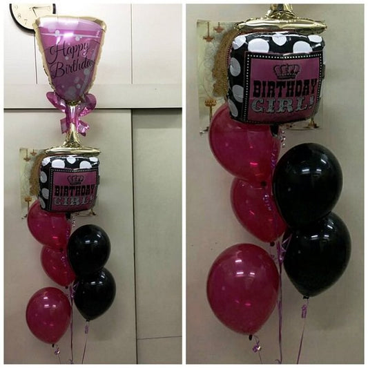 Party Balloon Pink Glass Birthday Girl Helium Balloons Bouquet
