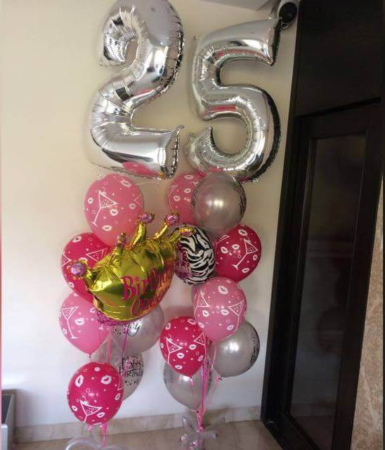 Party Balloon 25th Birthday Queen Balloons Bouquet