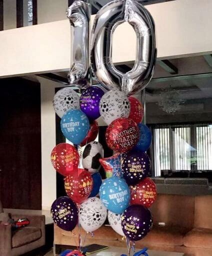 Party Balloon Soccer Fan 10th Birthday Helium  Balloons Bouquet