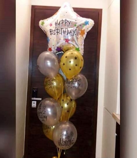 Party Balloons Holographic Star Birthday Helium Balloons Bouquet
