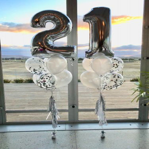 Party Balloons Elegant 21st Birthday with Confetti Balloon Bouquet