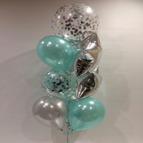 Party Balloons Clear Silver Confetti and Stars