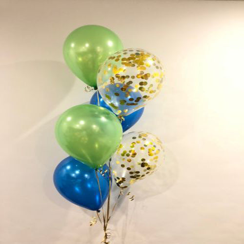 Party Balloons Confetti Golden &amp; Green Balloons