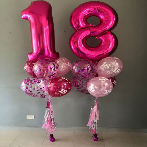 Party Balloons Hot Pink 18th Birthday Set