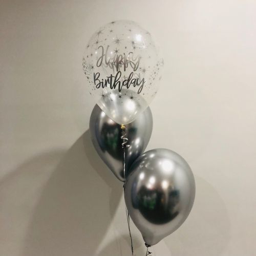 Party Helium Balloon Happy Birthday Confetti Chrome Balloons