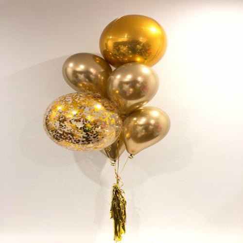 Party Balloon Golden Orbz with Confetii Balloons
