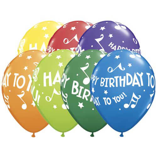 Party Balloon Happy Birthday To You Music Notes Print Helium Balloons Bunch