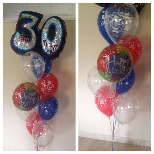 Party Balloon Prismatic 30th Birthday Bouquet