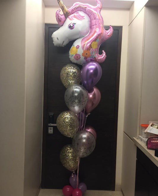 Unicon With Confetti Balloons Bunch