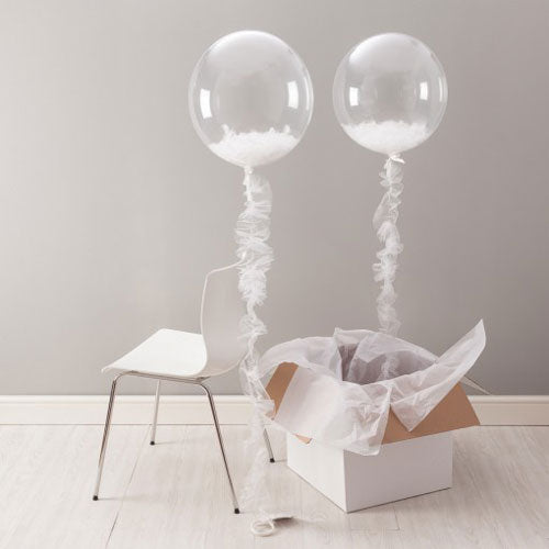 Party Balloons White Tulle Bubble Balloons Bouquet
