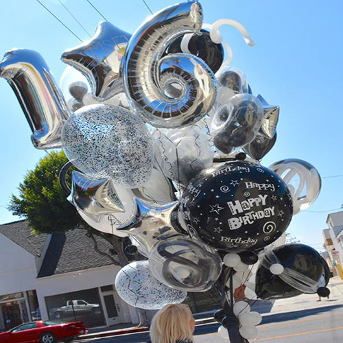 Party Balloon Happy Birthday 16 Silver Bunch