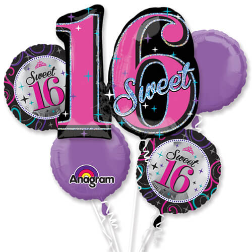 Party Balloon Sweet 16 Sparkle Bouquet