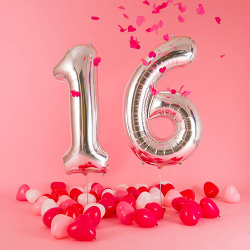 Party Balloon Silver 16th Birthday Helium Balloons Bouquet