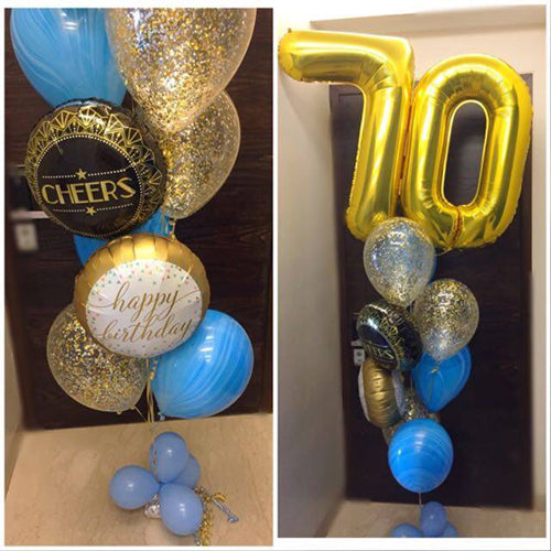 Party Balloons Cheers Happy Birthday 70th Balloon Bouquet