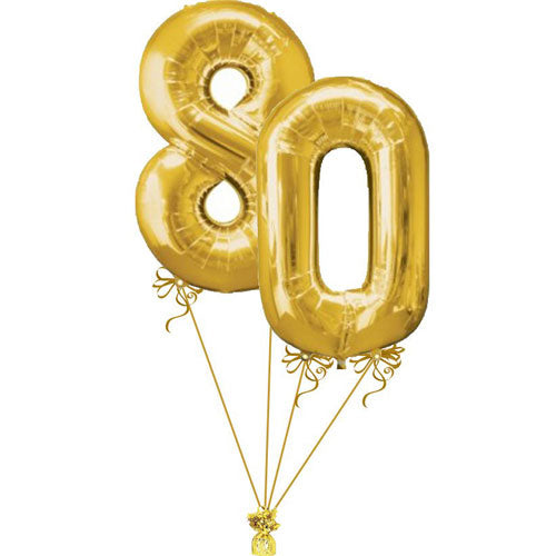 Party Balloon Gold No. 80th Balloon Bunch