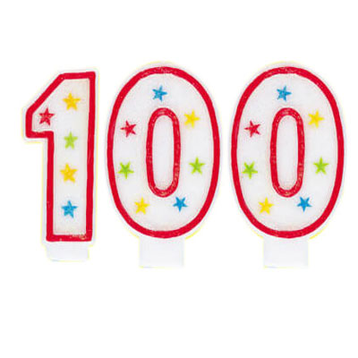Party Balloon 4" No. 100 Glitter Birthday Candle