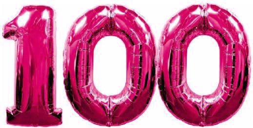 Party Balloon Pink 100 Number Balloon 