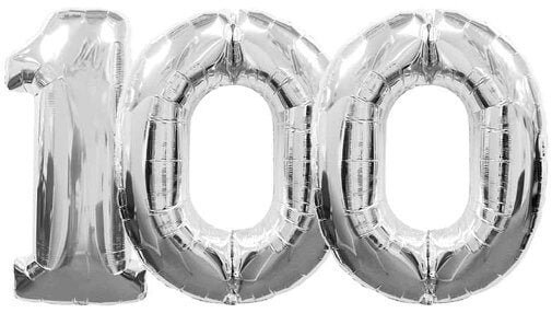Party Balloon Silver 100 Number Balloon