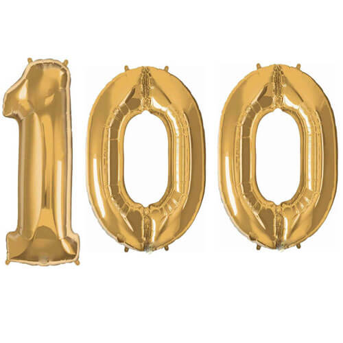 Party Balloon Gold 100 Number Balloon