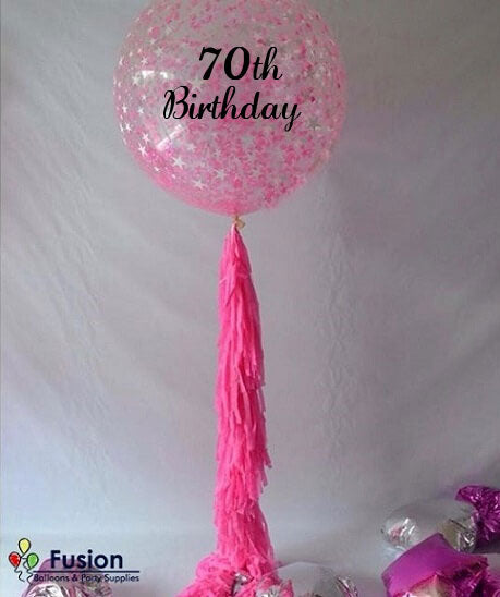 Party Balloon Pink Confetti 70th Birthday Balloon
