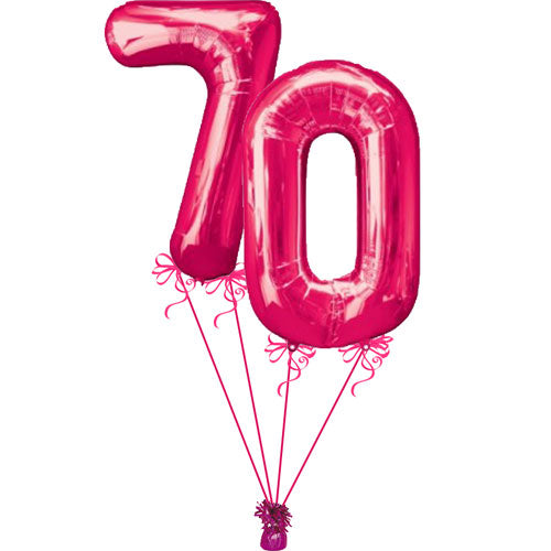 Party Balloon Pink 70th Number Bunch
