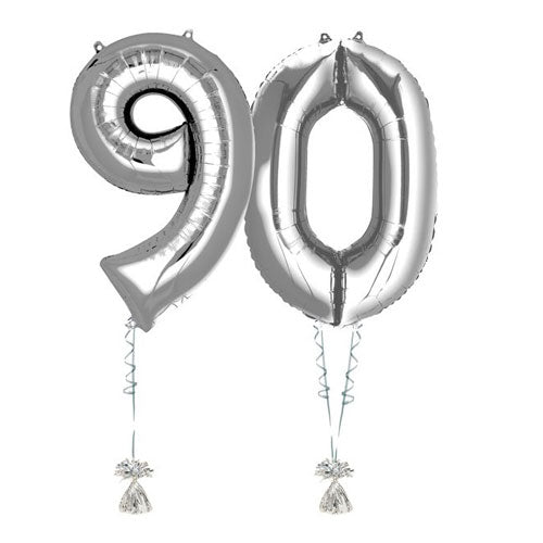 Party Balloon 90th Silver Balloon Bunch