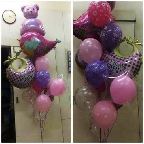 Party Balloon Baby Girl With Pink Teddy Bear Balloons Bouquet 