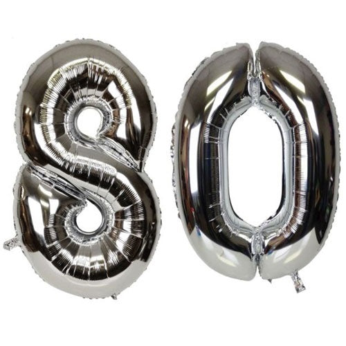 Party Balloon Silver 80 Number Balloon