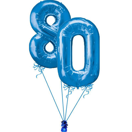 Party Balloon Blue 80th Balloon Bunch