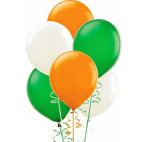 Party Balloons Green , White And Orange Helium Balloons Bunch