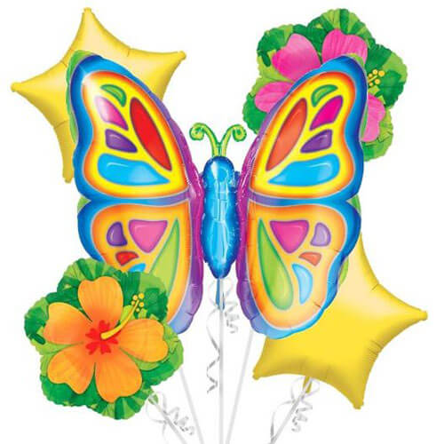 Butterfly With Flowers Balloon Bunch