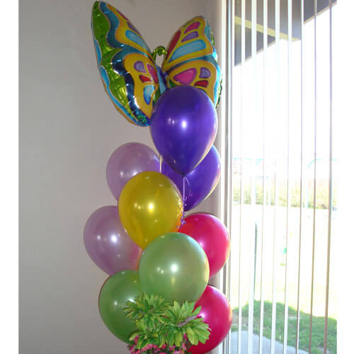 Butterfly With Latex Balloon Bunch