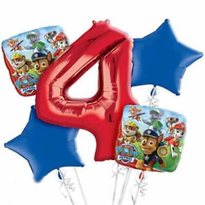 Paw Patrol 4th Birthday Balloon Bunch