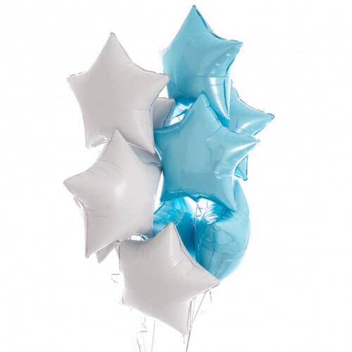 Party Balloons White With Blue Star Balloons Bunch