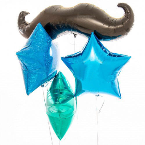 Party Balloons Mustache With Stars Foil Balloon Bunch